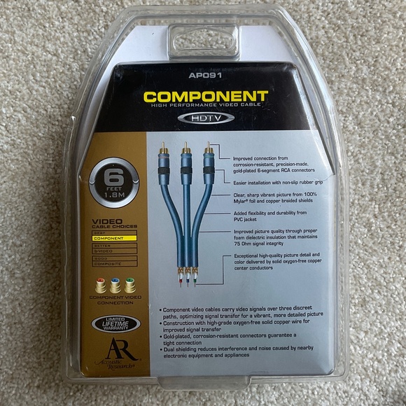 ACOUSTIC Research Performance Series 6 ft. Component Video Cable RCA AP0901 NEW - Picture 2 of 3